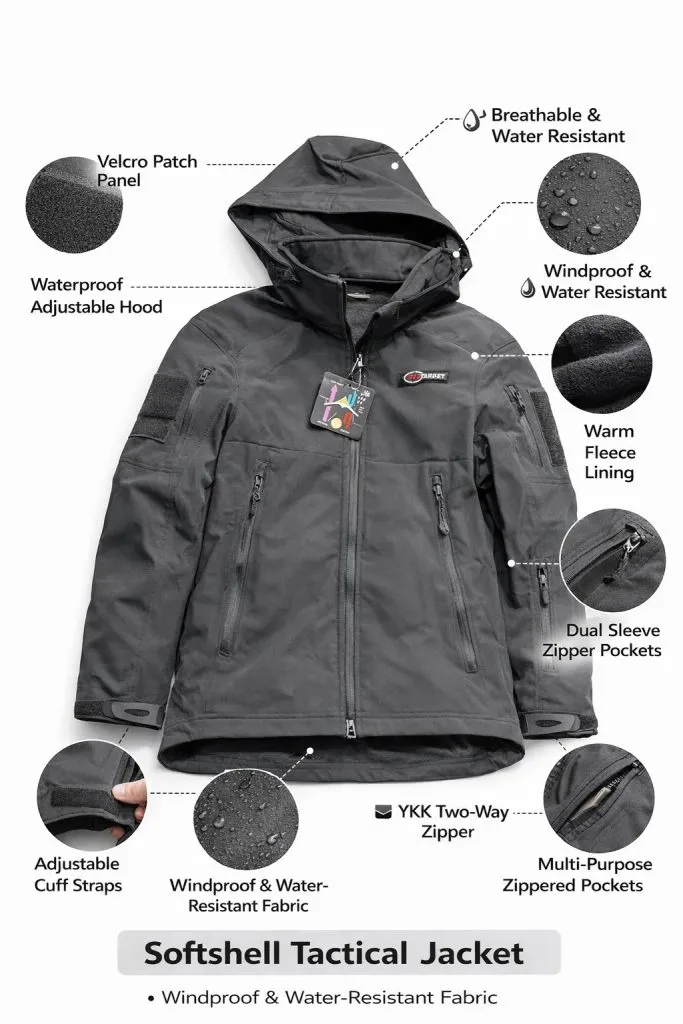 TXX001-21-01 Campera Impermeable Softshell Táctica